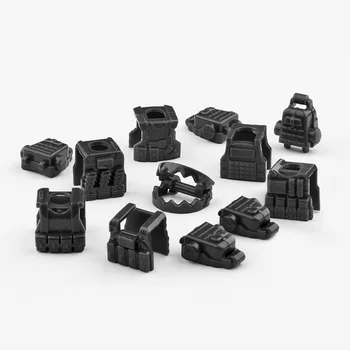 MOC Zırh Taktik Yelek Göğüs Plakası Silahlar Brinquedos Uyumlu Playmobil Askeri Rakamlar Yapı Taşı Orijinal Mini Oyuncaklar