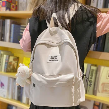 Moda Bayan Beyaz Seyahat Çantası Kız Sevimli Su Geçirmez Kolej Sırt Çantası Serin Kadın Okul Çantaları Moda Dizüstü Kadın Kawaii Sırt Çantaları