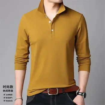 Moda Yaka Düz Renk Düğmesi Tüm Maç polo gömlekler erkek giyim 2022 Sonbahar Yeni Büyük Boy Casual Kazaklar Kore T-Shirt