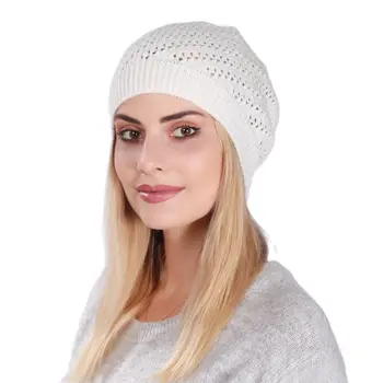 Moda Yeni Kadın Beanies Skullies Şapka Kap Bayan Bahar Sonbahar Kış Katı Örme Hollow Out Casual Kemik Yumuşak Kap Şapka Kadınlar İçin