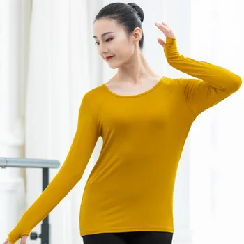 Modern Sonbahar Yeni Varış Seksi Moda Kadın Latin Dans Kostümleri Modal Uzun Kollu Yüksek Elastik Bluz Dans Eğitimi Üst