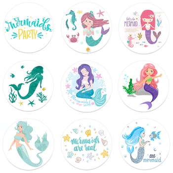 Mutlu Doğum Günü Mermaid Parti Çıkartmaları Seti Denizkızları Etiketleri Parti Kendinden yapışkanlı Kağıt Etiket Bebek Duş Parti Hediye Süslemeleri