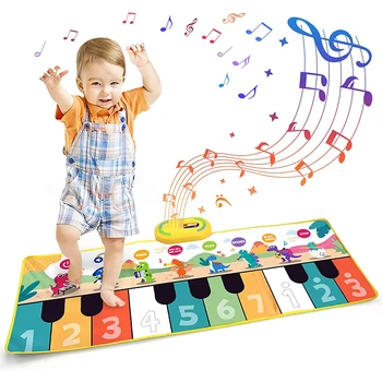 Müzikal Piyano Mat 8 Enstrüman Sesler Hayvan Klavye Dokunmatik Oyun Dans Halı Toddlers Çocuklar için Oyuncaklar Öğrenme Eğitim