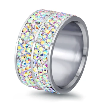 NIBA Yeni Tasarım Moda AB Kristal Nişan Yüzüğü Yüksek Kalite Paslanmaz Çelik Kadın düğün takısı Yüzük