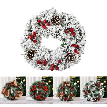 Noel Çelenk Kapı askı süsleri 30X30X8 cm Asılı Pencere Sahne Duvar Plastik yapay çiçekler Noel Dekorasyon
