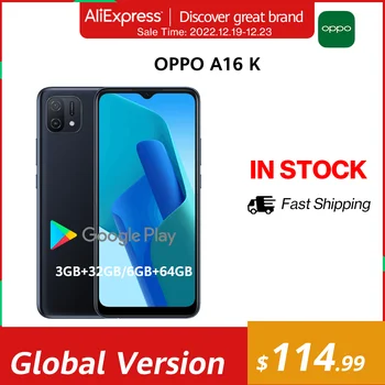 OPPO A16k Küresel Sürüm Smartphone MTK Helio G35 Octa Çekirdek 3 / 4GB 32 / 64GB 13MP Ana Kameralar 6.52 