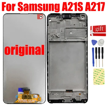Orijinal Samsung A217 A21s 2020 SM-A217F SM-A217F/DS SM-A217F/DSN lcd Ekran Dokunmatik Ekran Digitizer Meclisi ile Çerçeve