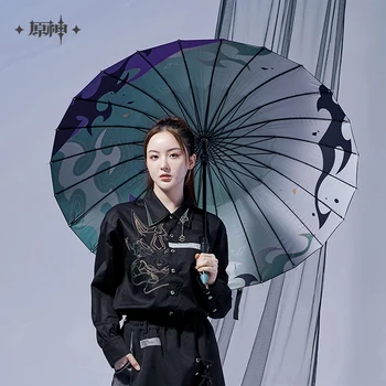 Oyun Genshin Darbe Cosplay Aksesuarları UYANIK YAKSHA Xiao Tema güneş şemsiyesi Anime Uzun Saplı Şemsiye Kapak Tatil Hediye