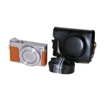 PU Deri Kamera Çantası Kılıf Canon Powershot G9 X G9X G9 X Mark II G9X2 Kapak İle Kayış