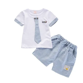 Rahat Yaz Toddler Erkek Bebek Mektup Elbise Çocuk Katı T Shirt Shorts2Pcs / sets Yeni Bebek Çocuk Moda Pamuk spor takımları