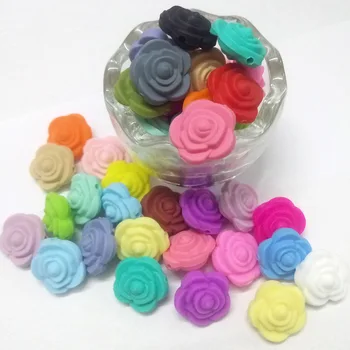 Raindaxc 10 adet/grup Mini Gül Çiçek Silikon Boncuk Diş Çıkarma Pentant Kolye BPA Ücretsiz Bebek Diş Kaşıyıcı