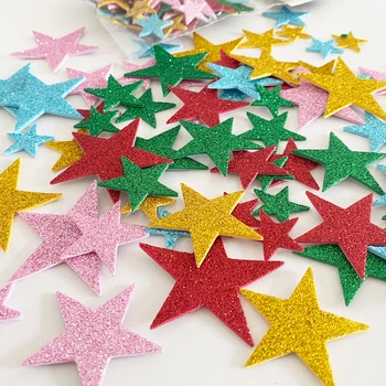 Renkli Glitter Köpük Yıldız Çıkartmalar Çocuk Eğitim DIY Oyuncaklar Kendinden Yapışkanlı EVA Sticker Doğum Günü Mezuniyet Partisi Dekor