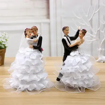 Romantik Damat Gelin Evlenmek Reçine Heykelcik Düğün Pastası Topper Dekorasyon Çift Dans Bebek Süs Avrupa Düğün Dekorasyon