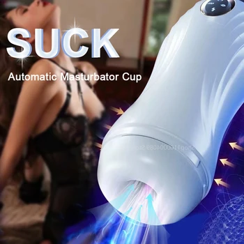 Seks Oyuncakları emme masturbator erkekler için Otomatik Erkek Masturbator Kupası Vakum Emme 10 Oral Titreşim Modları Gerçek Vajinal Pussy