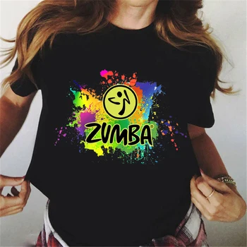 Serin Suluboya Dans Spor Tshirt Femme Yaz 2021 Grafik Tees Kadınlar siyah Kısa Kollu Rahat T Shirt Zumba t-Shirt