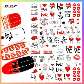 Sevgililer Nail Art Sticker Tasarımlar Çıkartması Seksi Aşk Dudaklar Kendinden Yapışkanlı Transferi Tırnak Çıkartmalar DIY Güzellik Sarar Çivi Dekorasyon