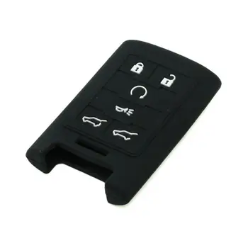 Siyah 6 Düğmeler Uzaktan Akıllı Anahtar Silikon Fob Vaka Tutucu Kapak fit Cadillac CTS Escalade İçin