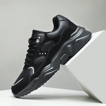 Sonbahar Kış Yeni Erkek koşu ayakkabıları Açık dayanıklı spor ayakkabı Moda Peluş Sıcak Astarlı Ayakkabı Siyah Tüm Maç