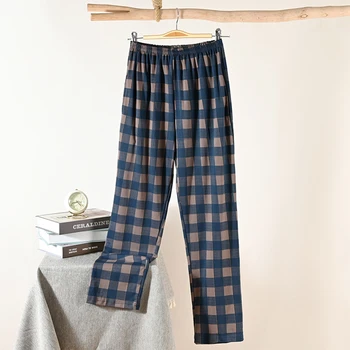 Sonbahar Moda Ekose Pijama Pantolon Spor Rahat Elastik Bel erkek Pijama Erkekler için 4XL Katı Gevşek Yumuşak Uzun Pantolon Pijama Hombre
