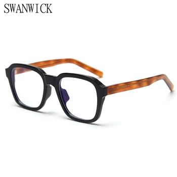 Swanwıck kare gözlük çerçevesi kadın anti kapalı açık mavi gözlük erkekler için optik retro kalın siyah şeffaf aksesuarları temizle