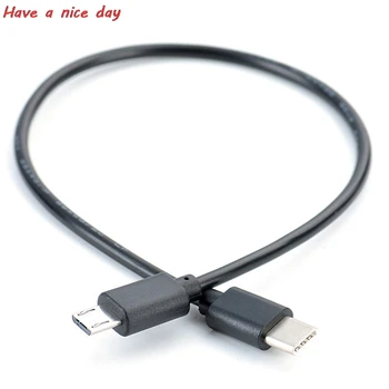 Sıcak 1 adet USB Tip C Erkek Mikro USB 5 Pin B Erkek Tak Dönüştürücü OTG Adaptör Kurşun Veri Kablosu Cep Telefonları için 30cm