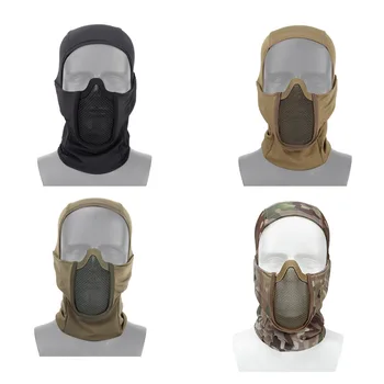 Taktik Tam Yüz Maskesi Balaclava Kap Motosiklet Ordu Airsoft Paintball Başlık Metal Örgü Avcılık Koruyucu Maske