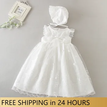 Toddler Beyaz Çiçek Bebek Kız Elbise Yamalı Dantel Yenidoğan Bebek 1rst Doğum Günü Vaftiz Elbise Vaftiz Etsy Kaput Bebek
