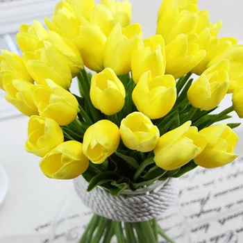 Toptan Sarı Pu Yapay Laleler Ev Dekorasyon İçin / yapay çiçek Gelin Tutan Çiçekler Düğün Parti İçin Çok Renkli