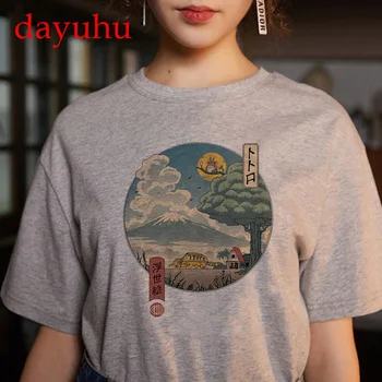 Totoro Stüdyo Ghibli Harajuku Kawaii T Shirt Kadın Ullzang ruhların kaçışı Tshirt Komik Karikatür T-shirt Sevimli Anime Üst Tee Kadın