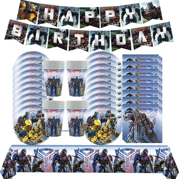 Transformers Erkek Doğum Günü parti bardakları Tabak Peçete Seti Yeni Yıl Partisi Optimus Prime Balonlar Bebek Duş Süslemeleri Malzemeleri