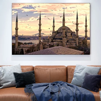 Türkiye İstanbul Tuval Resimleri Sultan Ahmet Camii Şehir Poster Baskı Duvar Sanatı Resimleri için Oturma oda duvar dekorasyonu Cuadros