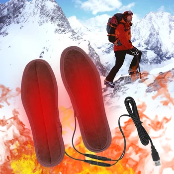 USB ısıtma tabanlık ayak ısıtıcı çorap ped yumuşak Lint elektrikli ısıtmalı ayakkabı tabanlık kış açık spor ayak ısınma tabanlık