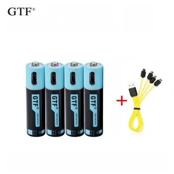 USB şarj edilebilir lityum pil usb + USB kablosu ile GTF %100 kapasite 1.5 V AAA 450mAh li-ion Pil 675mwh li-polimer 