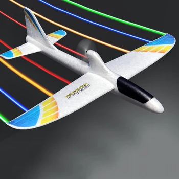 Uçaklar aydınlık USB şarj elektrikli el atma planör yumuşak köpük renkli ışıklar DIY Modeli lansmanı oyuncak çocuk hediye için 0