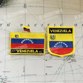 VENEZUELA Ulusal Bayrak Nakış Yamaları Rozeti Kalkan Ve Kare Şekli Pin Bir Set Bez Kol Bandı Sırt Çantası Dekorasyon