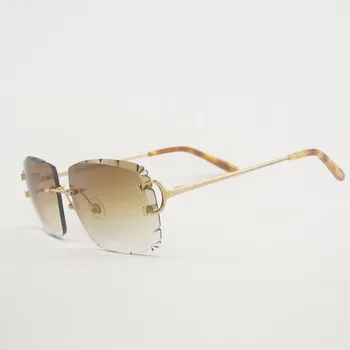 Vintage elmas kesim Çerçevesiz Güneş Gözlüğü Erkekler Boy C Tel Gözlük Kadınlar İçin Yaz Şeffaf Gözlük Metal Çerçeve Ulosculos Gafas