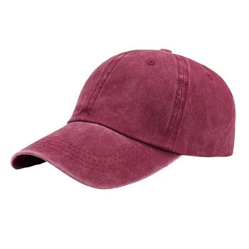 Vintage Erkek baba şapkası Yıkanmış Pamuk Altı Panel Ayarlanabilir Düz beyzbol şapkası Kadınlar için, şarap Kırmızı Mavi Gri Turuncu Haki