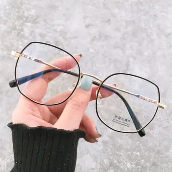 Vintage yeni Oval Metal çerçeve gözlük kadın moda optik miyopi engelleme gözlük popüler okuma Anti-mavi ışık gözlük