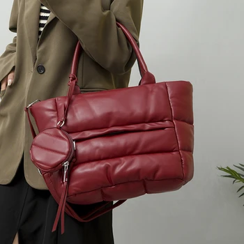 Vintage Yumuşak Dolgu omuzdan askili çanta Kadınlar Lüks Pu Deri Kapitone Çanta Bayan Moda Büyük Kapasiteli askılı çanta bozuk para cüzdanı