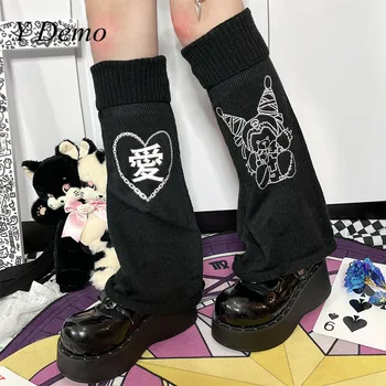 Y Demo Y2k Grunge Aşk İblis Baskı Sıkı bacak ısıtıcısı Kadınlar İçin Rahat Çorap