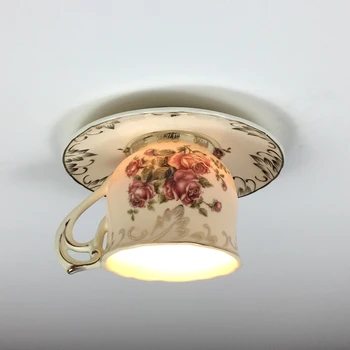 Yaratıcı Gül Fincan tavan ışıkları Avrupa Tarzı yemek Odası mutfak aydınlatma armatürleri iç mekan LED aydınlatması ev Dekor çatı armatür