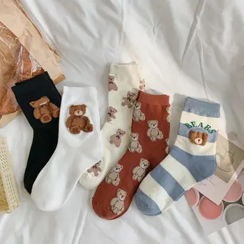 Yaratıcı Yeni Kahverengi Ayı Çorap Kadın Orta Tüp Çorap Japon Sevimli Küçük Taze Vahşi Öğrenci Çorap Sonbahar ve Kış Çorap