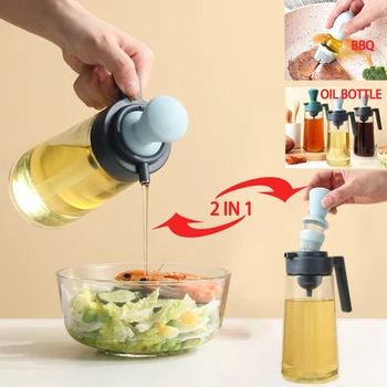 Yağ Şişesi Taşınabilir Mutfak Silikon Yağı Fırça Yağ çeşni şişesi Dağıtıcı Silikon Fırça ile Mutfak Pişirme için barbekü aleti