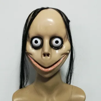 Yeni Cadılar Bayramı Korku Uzun Saç MO MO Maskesi Komik Maske V şeklinde Ağız Maskesi Saç Kadın Hayalet Maskesi Roleplay MO Maskeleri