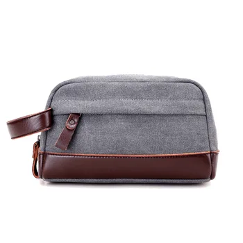 Yeni erkek el çantası kanvas tuvalet çantası rahat moda çanta büyük kapasiteli değişim erkek kimlik kartı tutucu para çantası bilek çantası