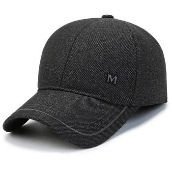 Yeni Erkek Kış beyzbol şapkası M Mektup Baba Şapka Erkekler Sıcak Şapka kulak koruyucu Rahat Şapka Erkekler Orta Yaşlı Kap beyzbol şapkası Erkekler için Kap