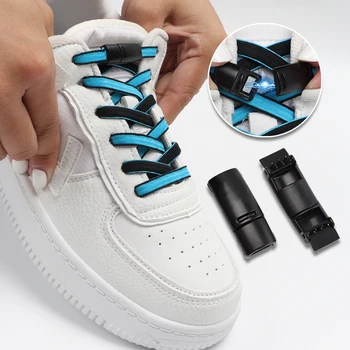Yeni Manyetik Ayakabı Düz Elastik Danteller Sneakers Metal Kilit Hiçbir Kravat Ayakkabı Bağı Çocuklar Yetişkin Hızlı Dantel Lastik Bant Parayla 1 Çift