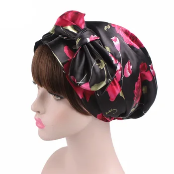 Yeni Stil Kadın Şapka Çiçek Türban Şapka Kap Müslüman Kap Çiçek Kaput Bere Arap Amira Şapkalar Saten Türban İslam Yay Kap Yeni