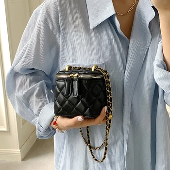 Youda moda kadın Mini PU Crossbody çanta sevimli ışık kozmetik çantaları elmas zincir omuz çantası cüzdan telefon depolama paketi
