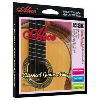 Yüksek Kaliteli Alice AC136BK Klasik Gitar Dizeleri Siyah Naylon Kaplı Bakır Alaşımlı Yara Anti-pas Gitar Aksesuarları